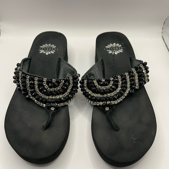 Yellow Box Black Beaded Women's Sandals - Picture 5 of 5